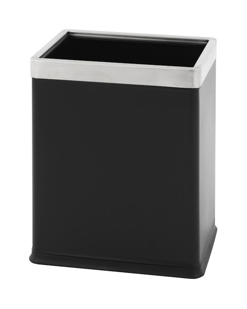 MÜLLEIMER Doppelwandiger Eckiger Edelstahl 10 Liter 27,5 x 16,6 x 22,5 cm Schwarz - Schwarz, Metall (16.5/27.5/22.5cm) - PROREGAL
