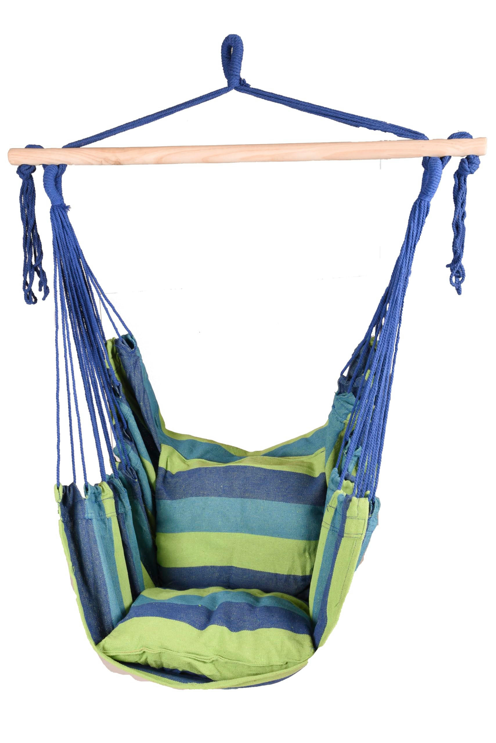 HÄNGESESSEL Mainz mit 2 Kissen Grün Hängesitz - Grün, Holz (90/120/65cm) - DELUKE