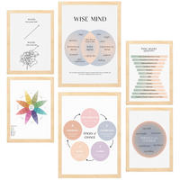POSTER Set Mit 6 Wellness 2 A3 & A4 Rahmen Aus Hellem Holz - Beige, Papier (29/3cm) - Nacnic