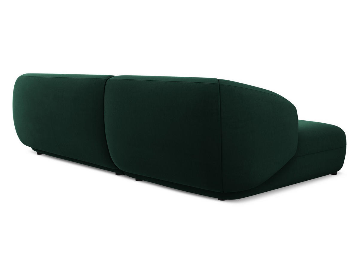 ECKSOFA Links Samt Stoff Grün - Dunkelgrün/Schwarz, Kunststoff/Textil (156/280cm) - Makamii