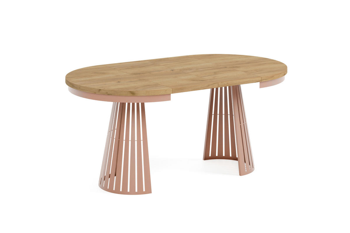ESSTISCH Cone Bis - Honigeiche/Kupferfarben, Holzwerkstoff/Metall (100/100/76cm) - Meblini