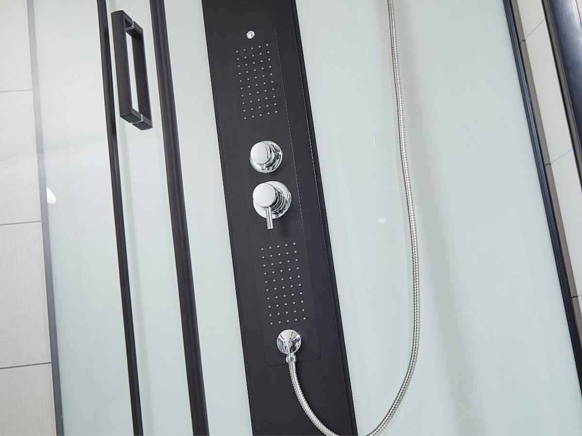 DUSCHKABINE Massagedusche - 90 x 90 x 215 cm - Regendusche & Handbrause - PRIMEA - Schwarz, Metall (90/90/215cm) - Vente-Unique