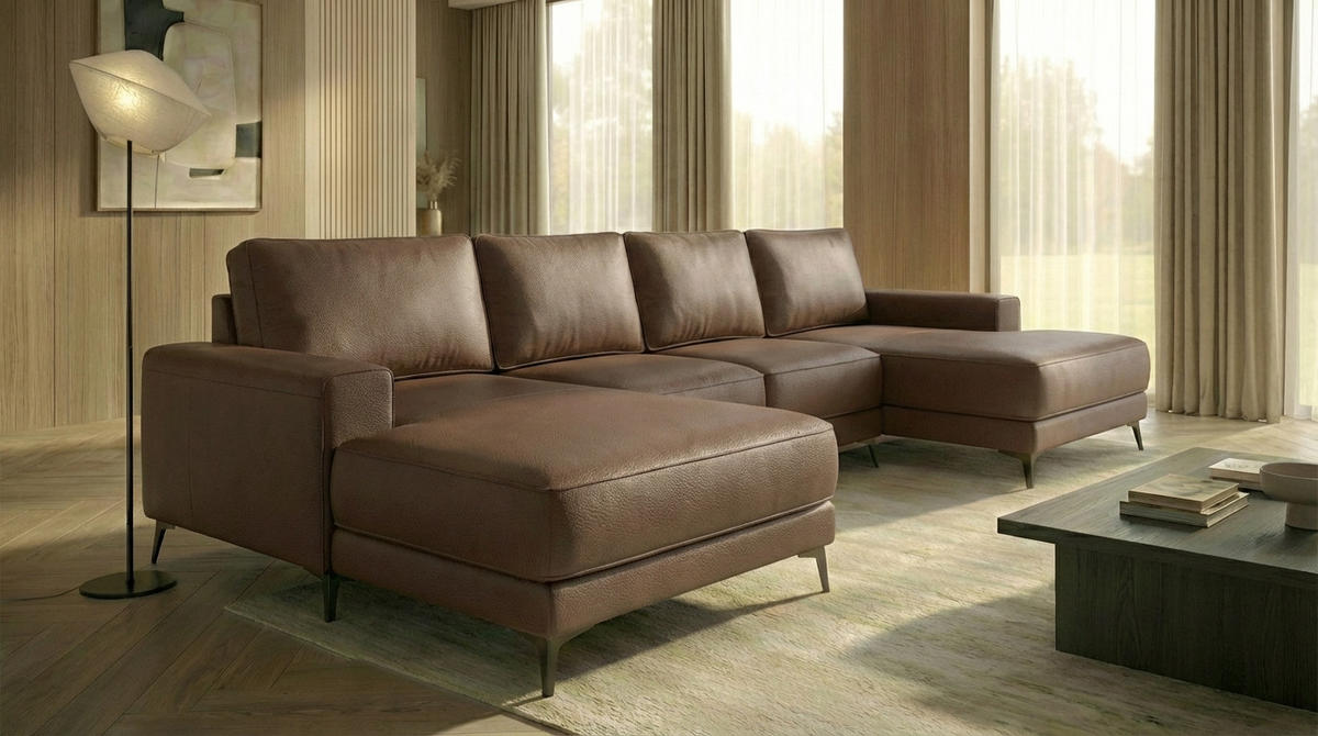 ECKSOFA VALTOR 320 cm x 185 cm – Stoff: ECO CAYENCE Espresso 1116 Farbe: Braun - Braun, Textil (320/185cm) - A&J MöbelLand