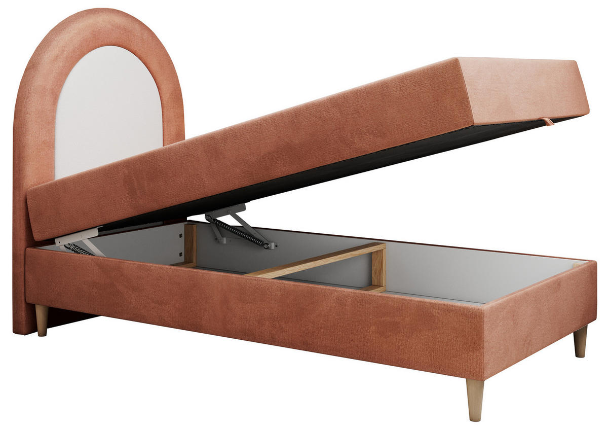 BOXBETT NEST 90/180 Rosa Velvet hydrophob - H3 - Hellrosa, Holz/Textil (90/180cm) - MKS