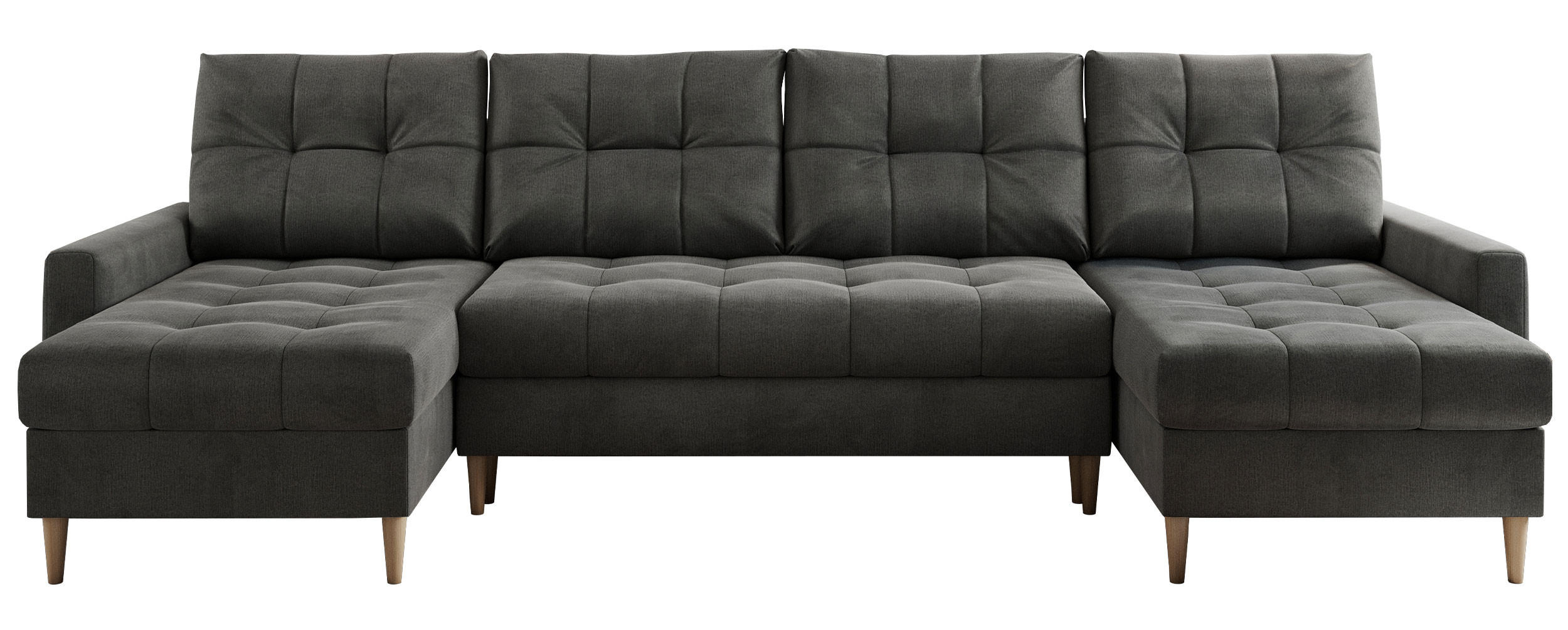 WOHNLANDSCHAFT Colin U Velvet Dunkelgrau - Dunkelgrau/Braun, Holz/Textil (290/75/140cm) - MKS