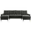 WOHNLANDSCHAFT Colin U Velvet Dunkelgrau - Dunkelgrau/Braun, Holz/Textil (290/75/140cm) - MKS
