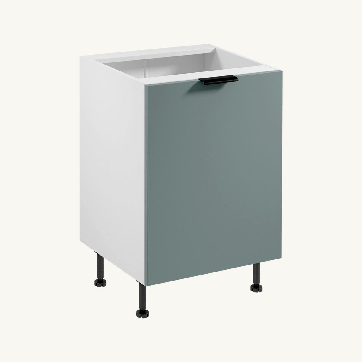 KÜCHENZEILE 240 cm Livaro – KU-S21 – Grün Matt / Weiß - Schwarz/Grün, Holzwerkstoff/Metall (240/247/60cm) - hi-markt