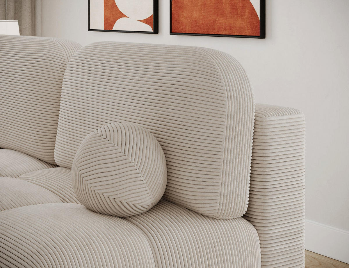 SCHLAFSOFA Nuwia mit Schlaffunktion und Bettkasten – Modernes Designsofa mit Schlafauszug und dekorativer Steppung - Beige, Kunststoff (200/102/100cm) - Wohnideebilder