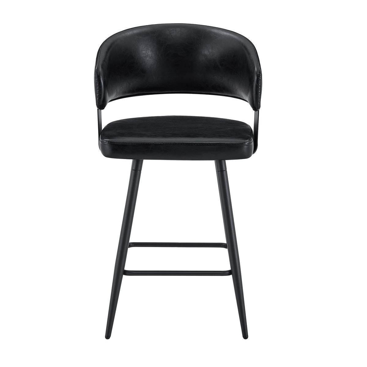 BARHOCKER DE-36675 2er-Set mit Kunstlederbezug und Metallgestell Schwarz - Schwarz, Metall (47/94.5/46cm) - ComfortXL
