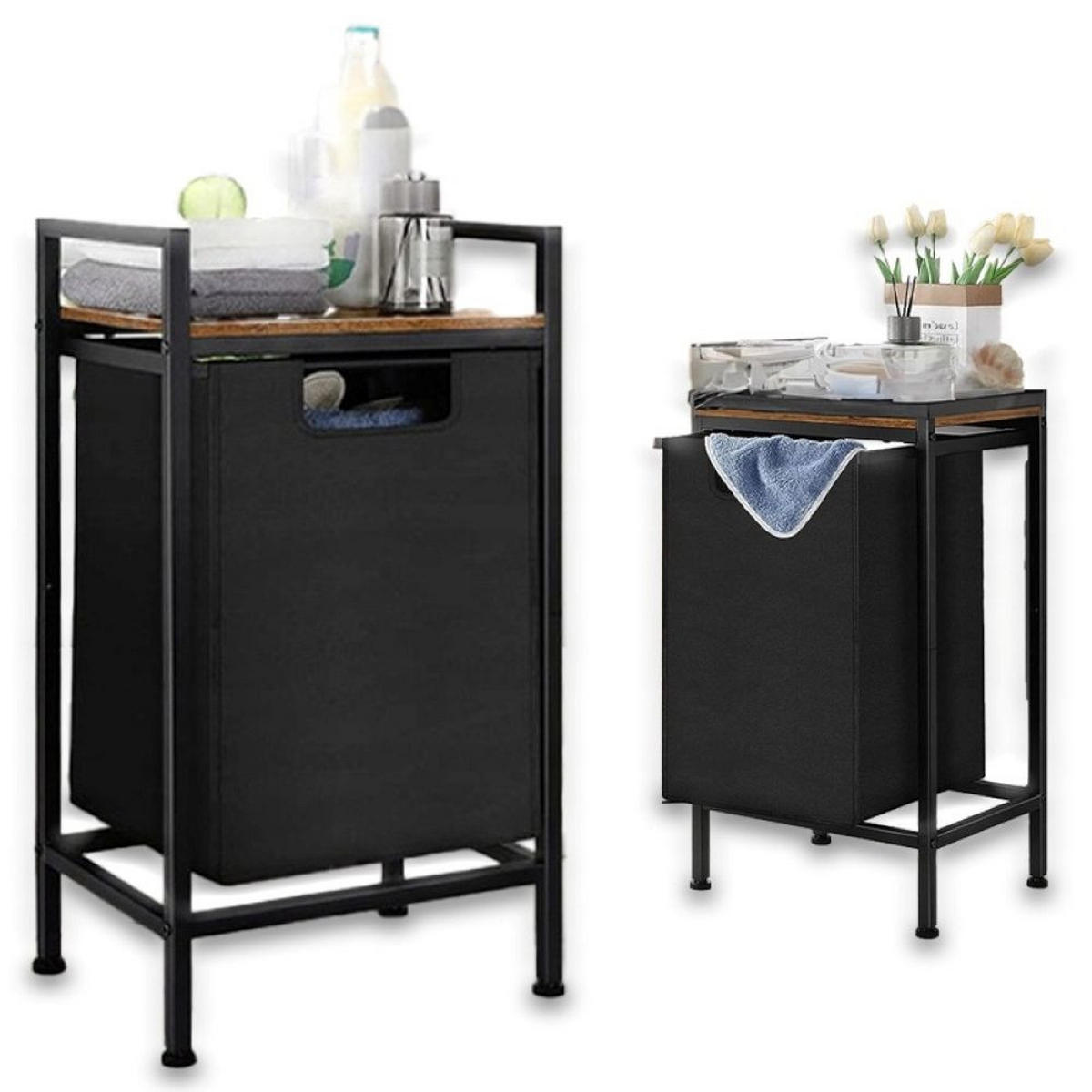 WÄSCHEKORB, 50/33/72 cm - Schwarz, Holzwerkstoff (50/72/33cm)