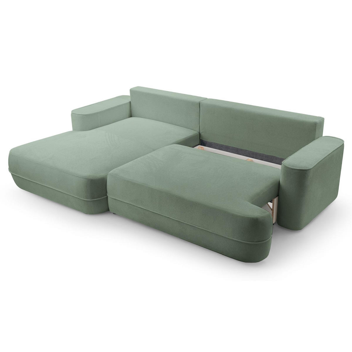 ECKSOFA Fuerro Salbeigrün Strukturstoff - Schwarz/Hellgrün, Kunststoff/Textil (260/168cm) - Selsey