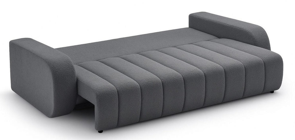 SCHLAFSOFA ALOO, Sofa mit Schlaffunktion und Bettkasten, Farbe: Grau, Bouclé-Stoff - Grau, Textil (248/88/105cm) - Sepro Meble