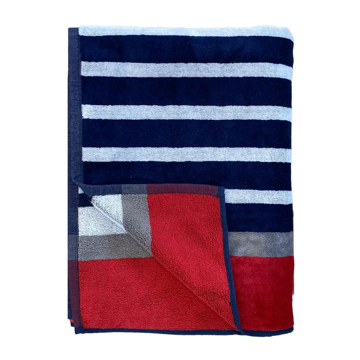 STRANDTUCH Frottee Samt Jacquard Blau 100x175 470g/m² - Lissabon - Blau, Textil (95/175cm) - LE COMPTOIR DE LA PLAGE