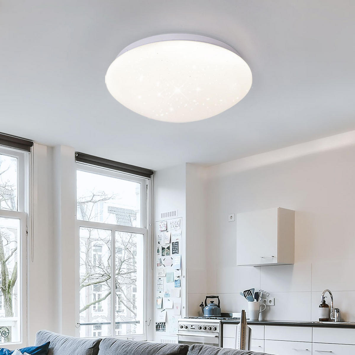 LED DECKENLEUCHTE Metall Weiß Sternenhimmel Effekt - Weiß, Metall (29/9.2/9.5cm)