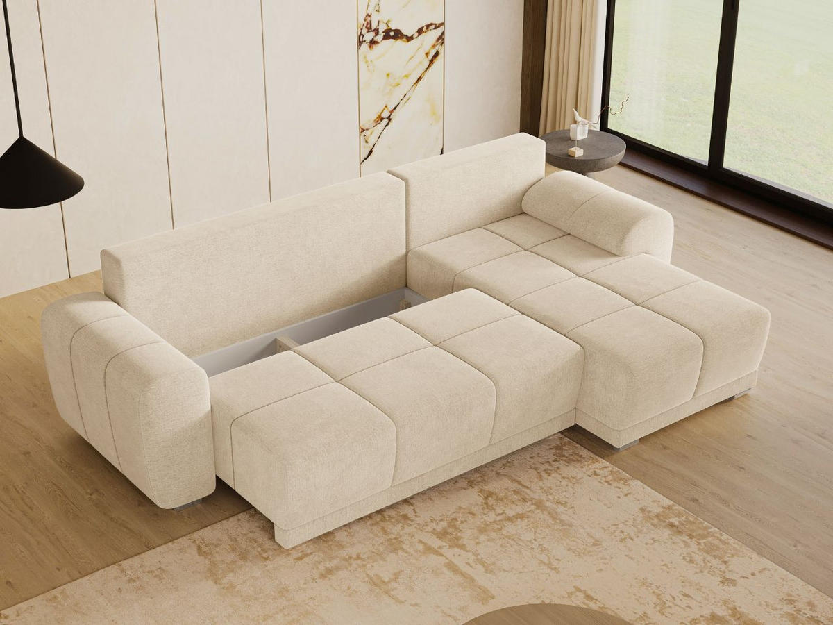 ECKSOFA Monti Beige Rechts - Beige/Silberfarben, Holz/Textil (290/188cm) - Graingold