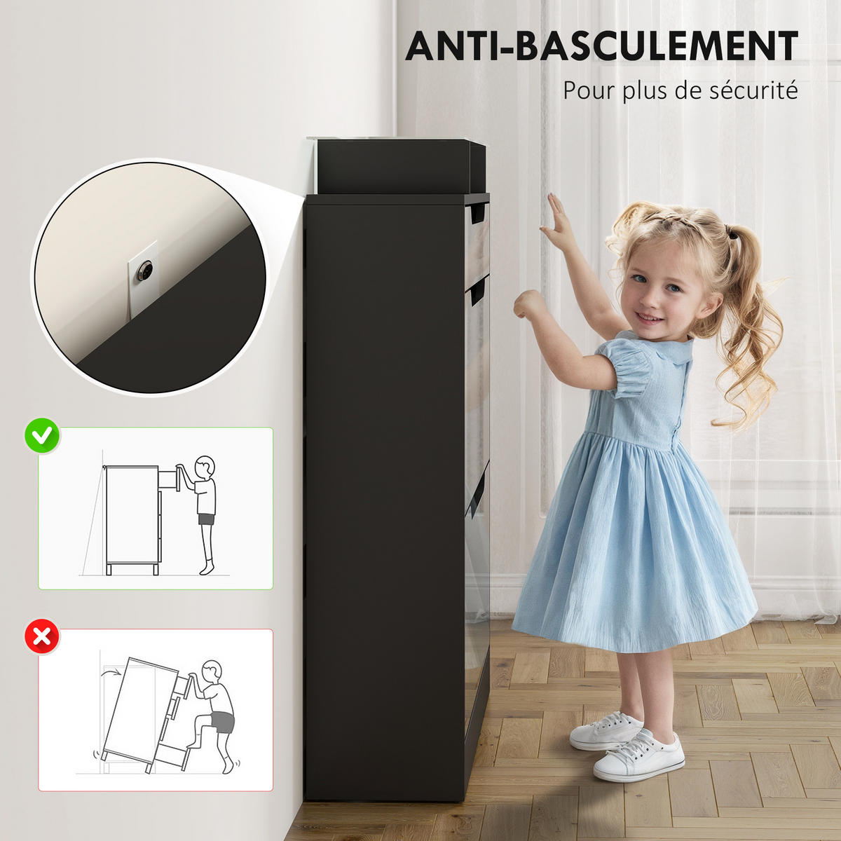 SCHUHSCHRANK Schwarz MDF klappbar mit Fächern 1 Stück - Schwarz, Holzwerkstoff (89/96/23cm) - PANGIVO