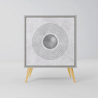 SIDEBOARD SOLID CIRCLES, Grau, 57,5x42x75,5 cm, Goldfarbene Metallfüße - Goldfarben/Multicolor, Holzwerkstoff/Metall (57.5/75.5/42cm) - SpaceRebels