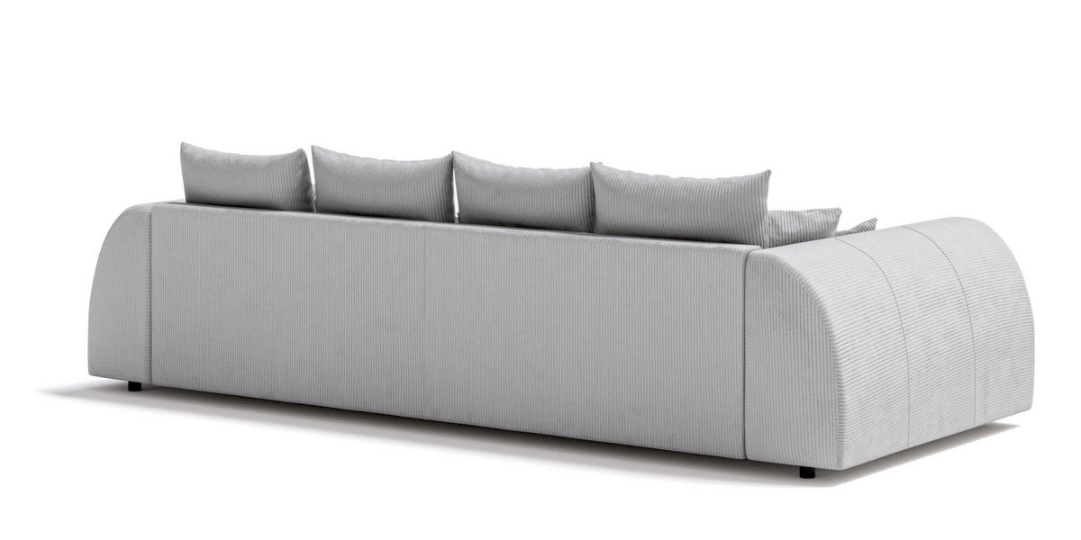 BIGSOFA Levana 5 Sitzer Hellgrau Cord-Stoff - Hellgrau/Schwarz, Holz/Kunststoff (310/86/135cm) - S-Style Möbel