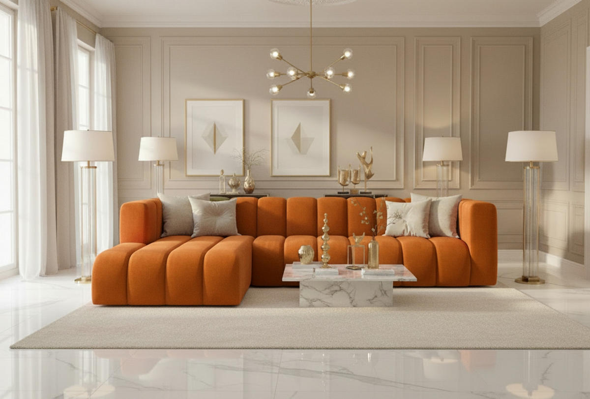 ECKSOFA L-Form GRAND 318 cm, Stoff Salvador, Braun, Links - Braun, Holz (318/179cm) - Kaiser Möbel