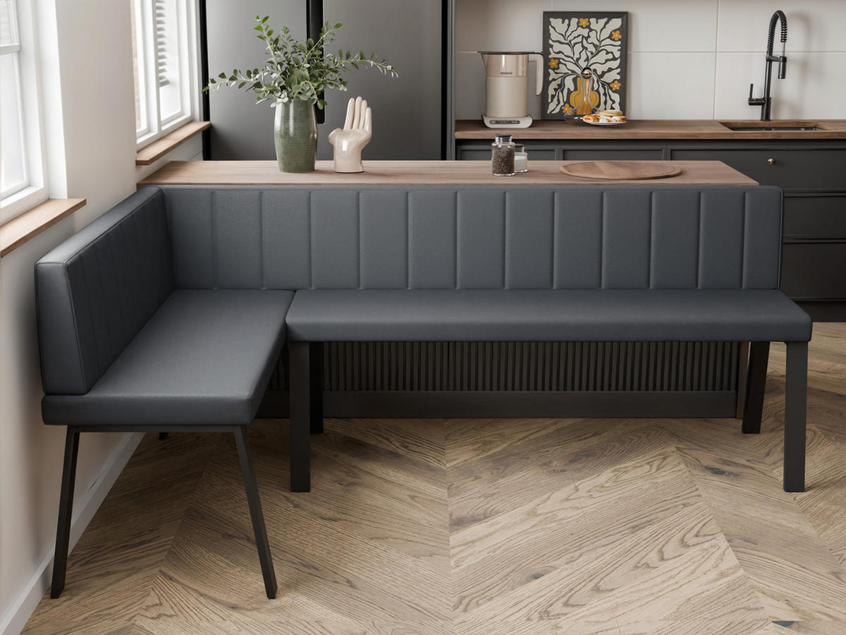 ECKBANK links MONO Y Kunstleder gesteppt, 142/196 cm Grau - Grau, Kunststoff/Textil (142/196cm) - Idohome