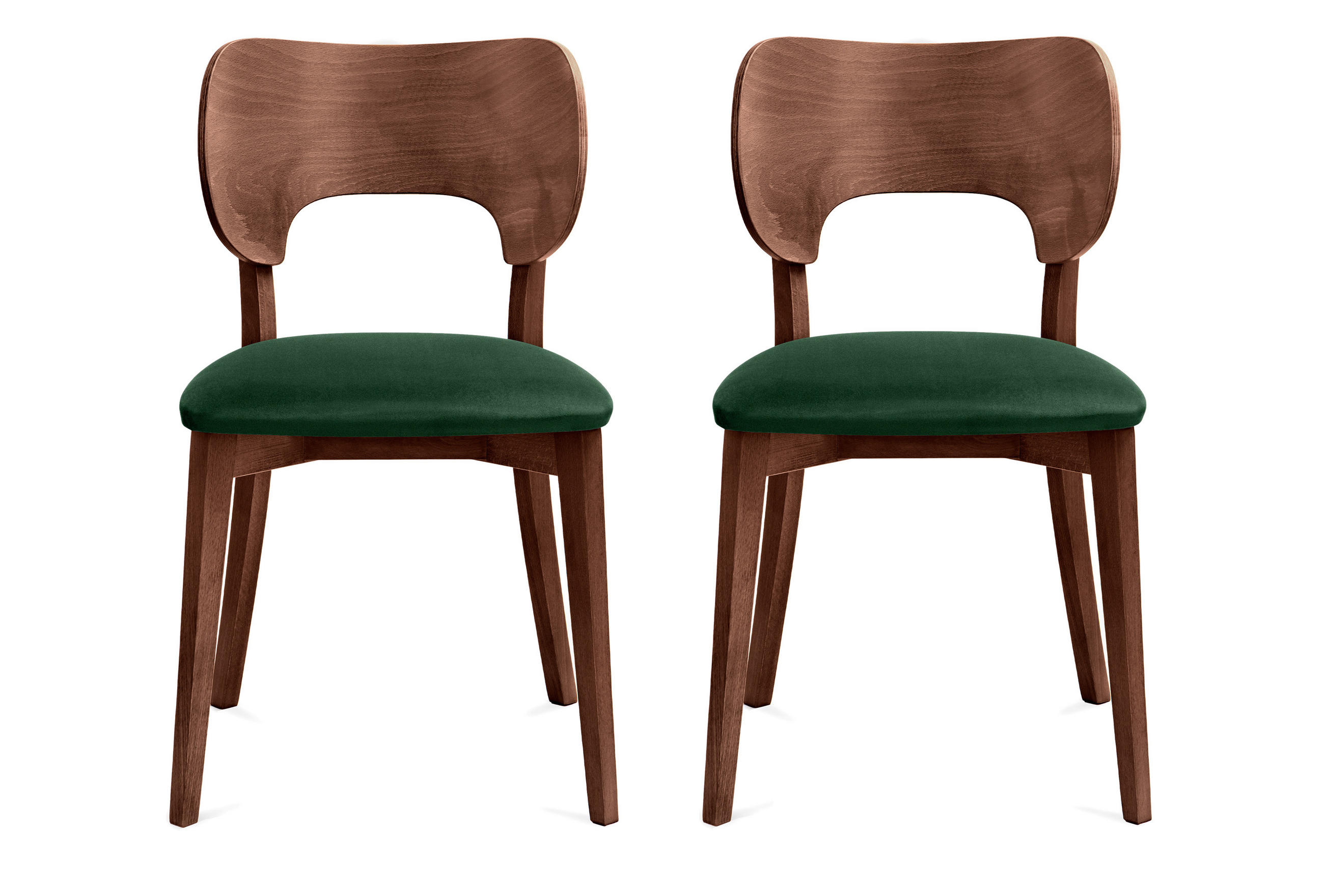 ESSZIMMERSTÜHLE LYCO (2er-Set), dunkelgrün / Walnuss mittel - Dunkelgrün/Walnussfarben, Holz/Buchenholz (47/81/45cm) - KONSIMO®