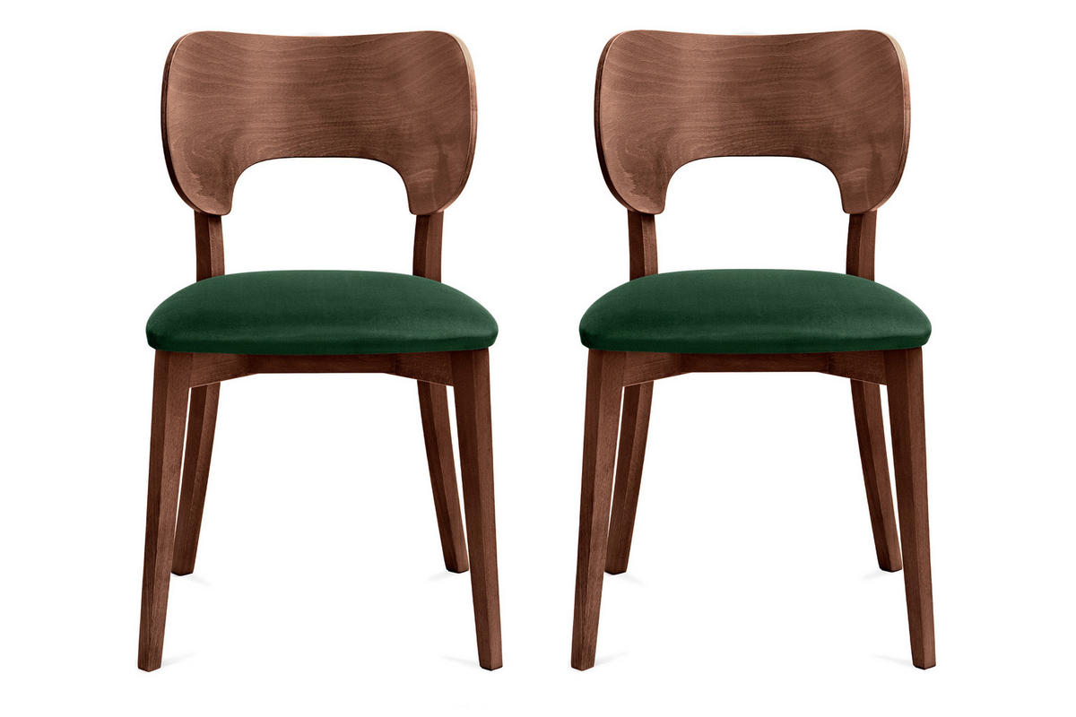 ESSZIMMERSTÜHLE LYCO (2er-Set), dunkelgrün / Walnuss mittel - Dunkelgrün/Walnussfarben, Holz/Buchenholz (47/81/45cm) - KONSIMO®