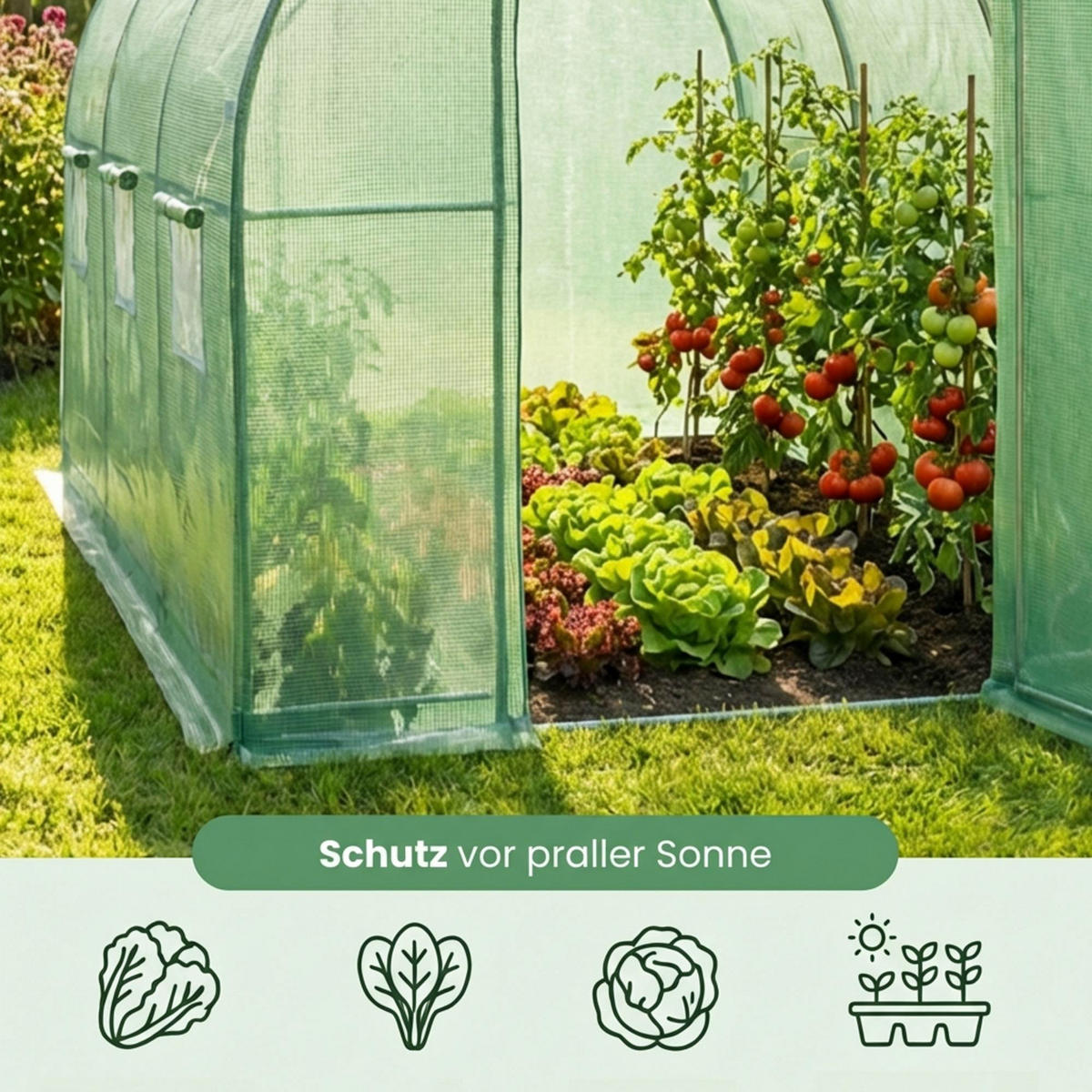 TUNNELGEWÄCHSHAUS mit Metalltür, Grün, 200x300x200 cm - Grün, Metall (200/200/300cm) - Akord