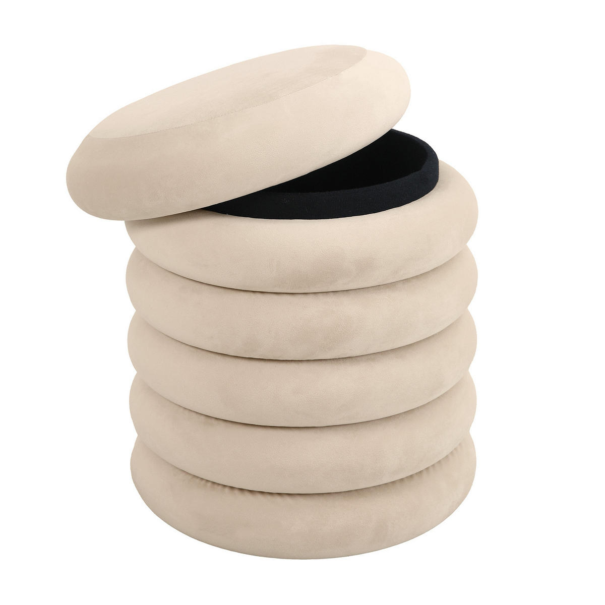 HOCKER BLOSSOM XS mit Stauraum Beige - Beige, Textil (40/43/40cm) - SVITA