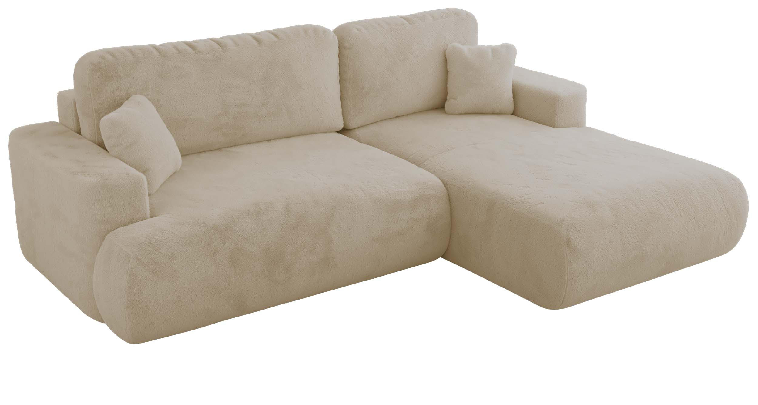ECKSOFA OVO L Creme Plüsch - Rechts Seite - Creme/Schwarz, Kunststoff/Textil (195/271cm) - MKS