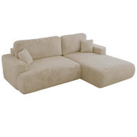 ECKSOFA OVO L Creme Plüsch - Rechts Seite - Creme/Schwarz, Kunststoff/Textil (195/271cm) - MKS