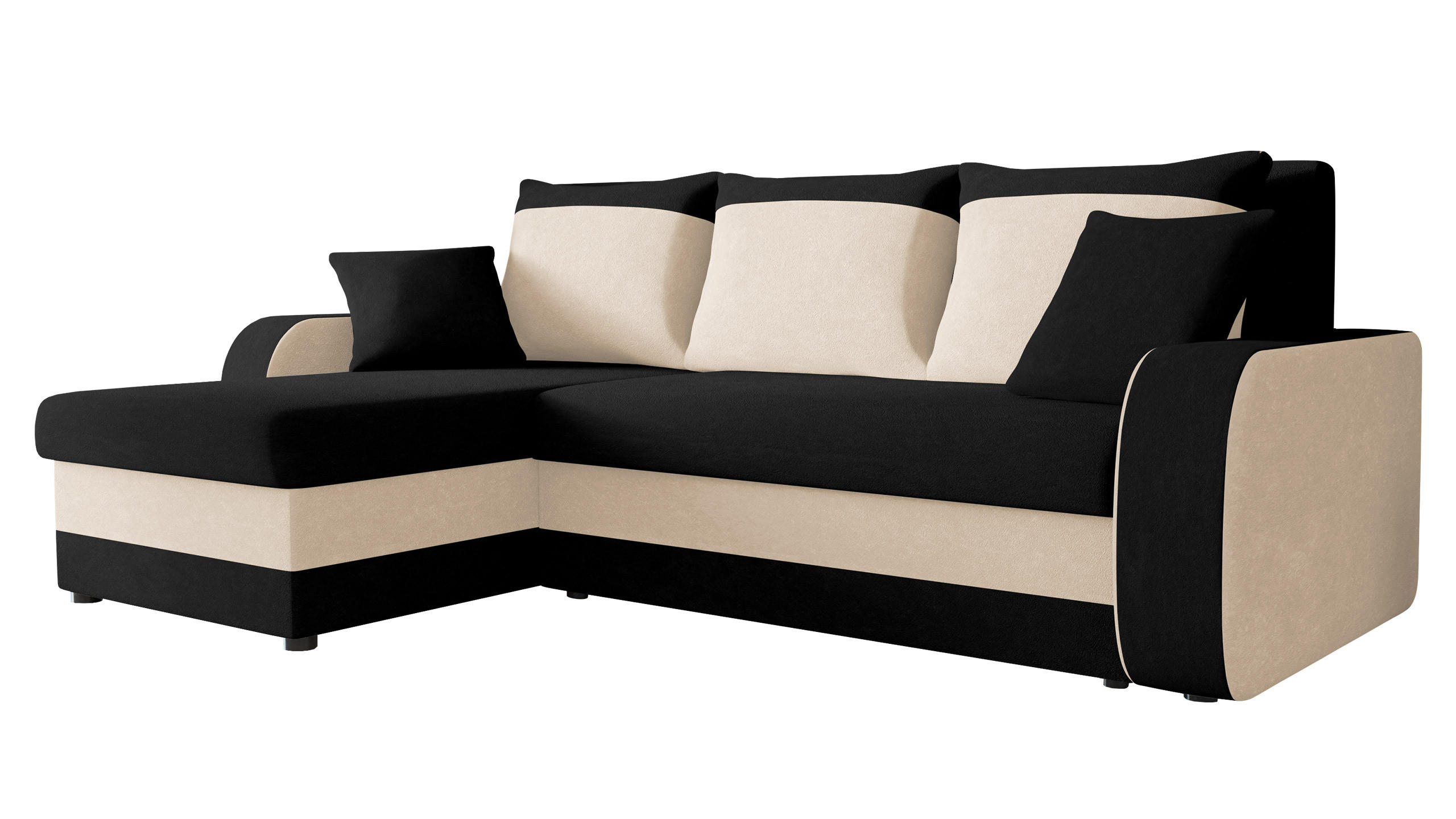 ECKSOFA Kris - Creme/Schwarz, Holz/Kunststoff (238/147cm) - MIRJAN24