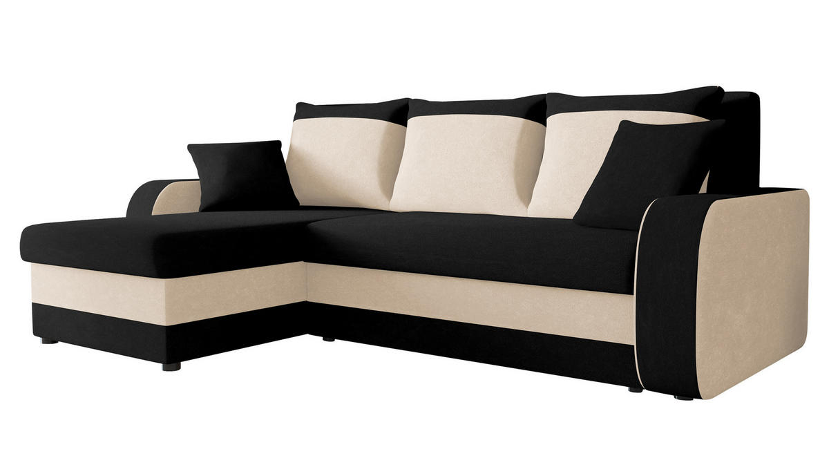 ECKSOFA Kris - Creme/Schwarz, Holz/Kunststoff (238/147cm) - MIRJAN24