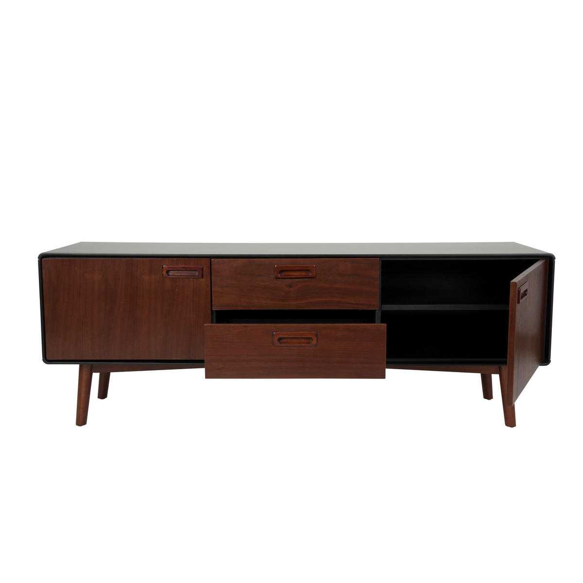 SIDEBOARD Juju Niedrig Dunkelbraun - Multicolor, Holzwerkstoff (150/53/398cm) - Dutchbone