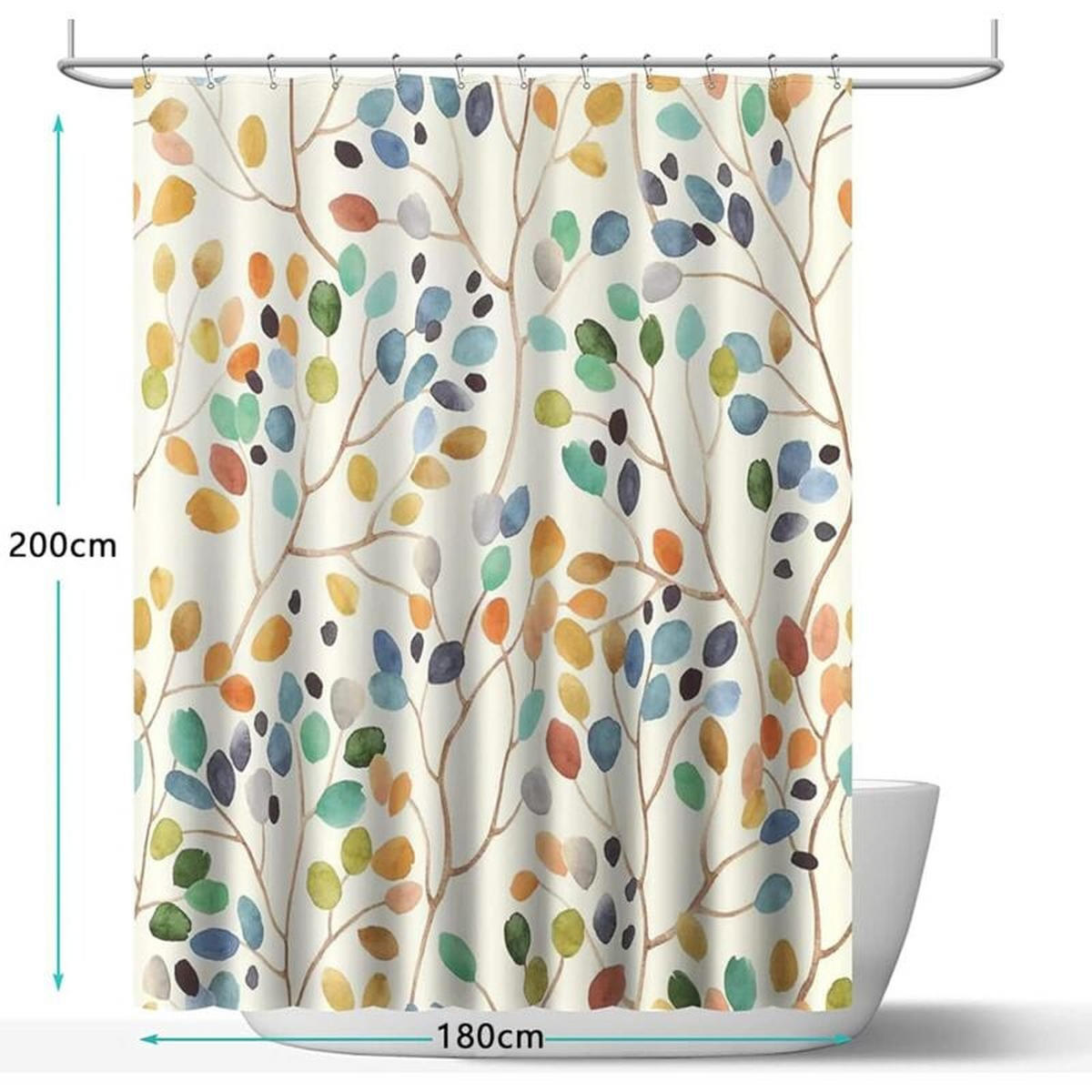 DUSCHVORHANG Beige Badewanne schimmelresistent mit Haken - Multicolor, Textil (200/180cm) - MCBOSON
