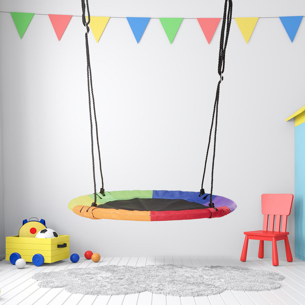 HOUPAČKA černá barevná hnízdová 100 cm - různobarevná, kov/textil (100/168/100cm) - Relaxdays
