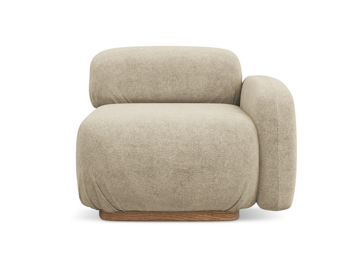 SOFAELEMENT Rechts Bouclé Stoff Beige - Beige/Braun, Holz/Textil (95/73/95cm) - Makamii