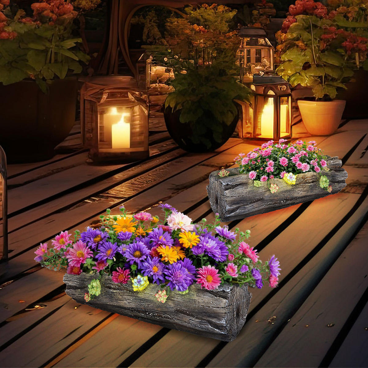 LED AUSSENLEUCHTE Baumstamm Grau Kunststoff - Grau, Kunststoff (44.3/17.3/13.5cm) - Globo Lighting