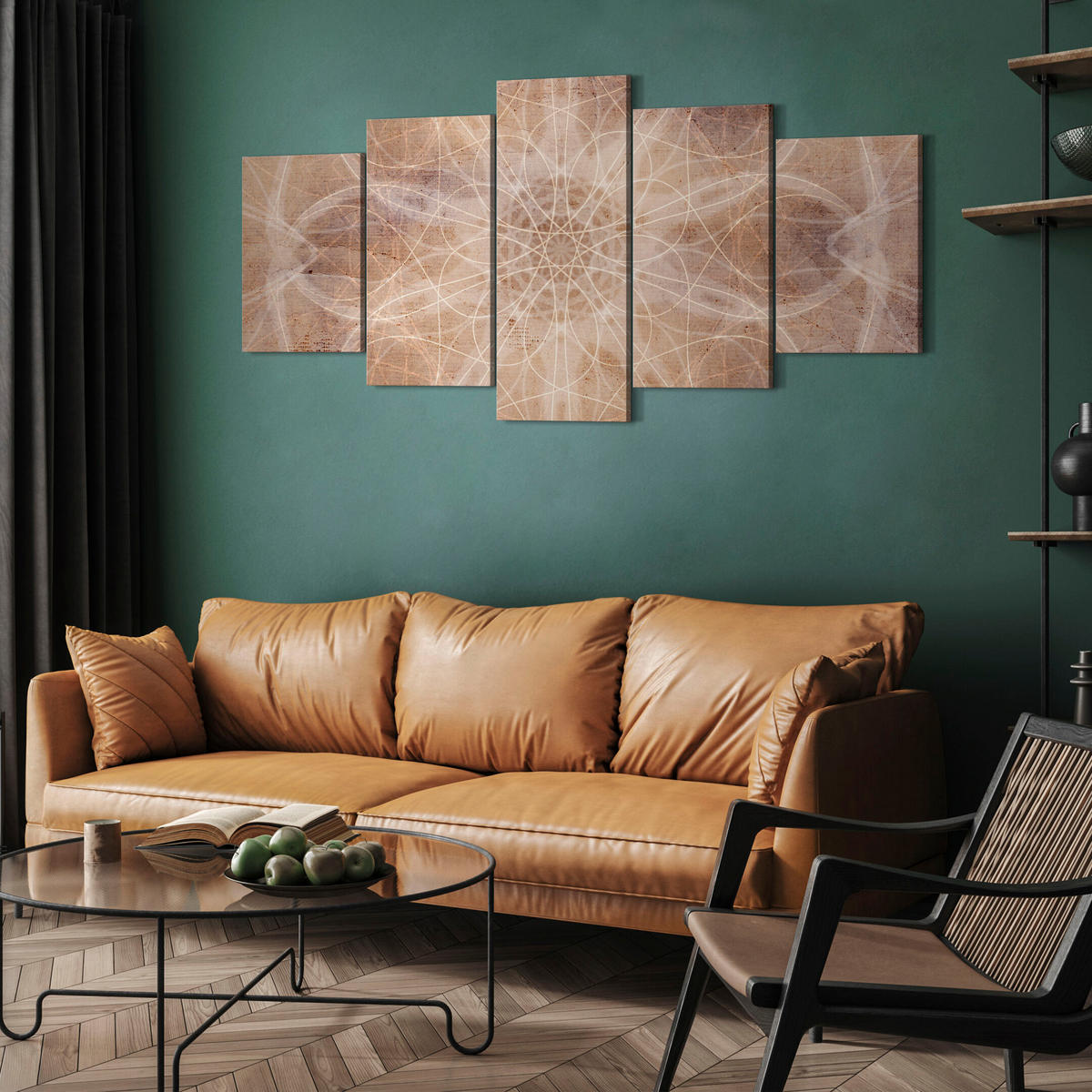 LEINWANDBILD Boho 5-tlg. 200x100 cm - Multicolor, Holz (200/100cm) - LUMASOUL