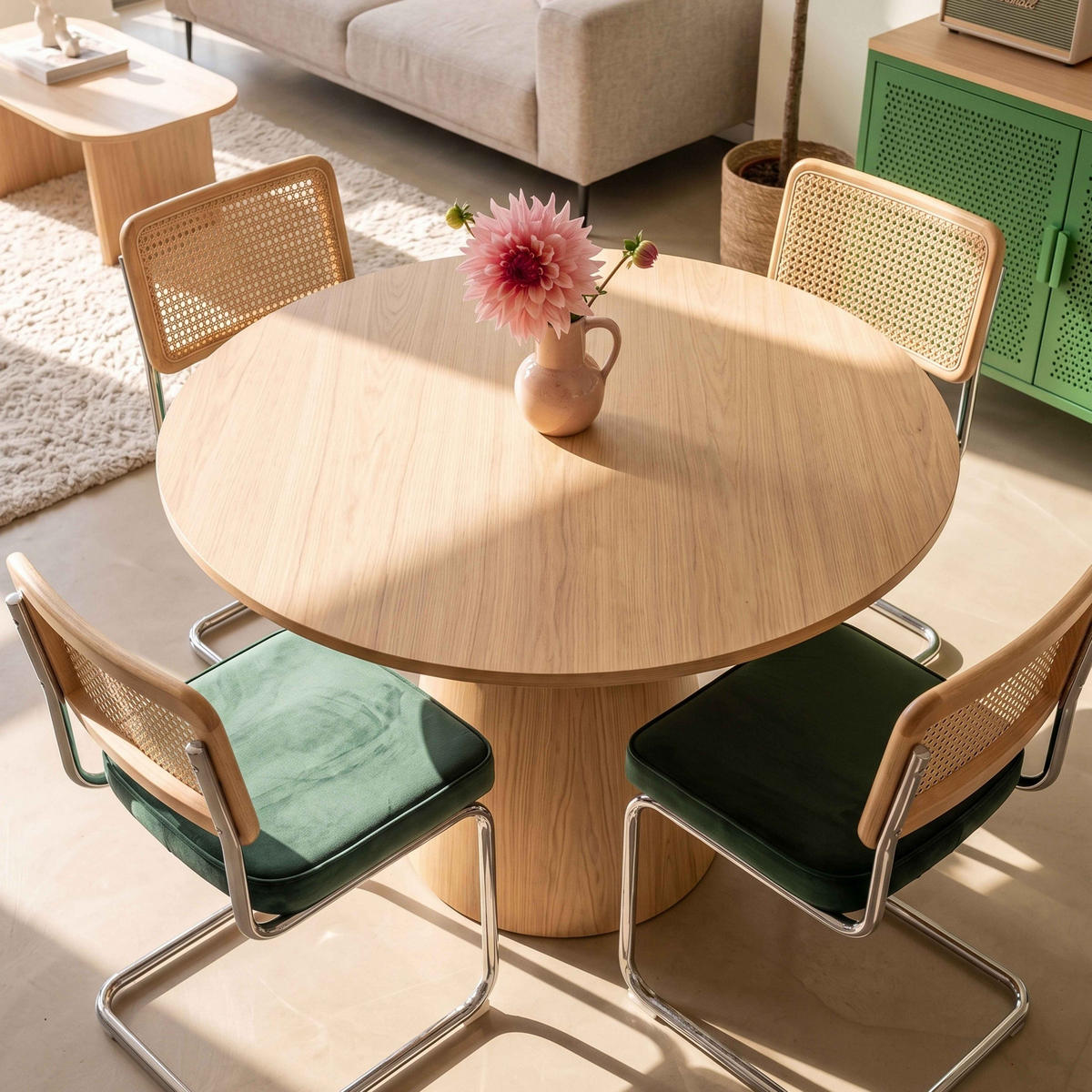 ESSTISCH, helles Holzeffekt - Beige, Holz (120/120/75cm) - Oviala