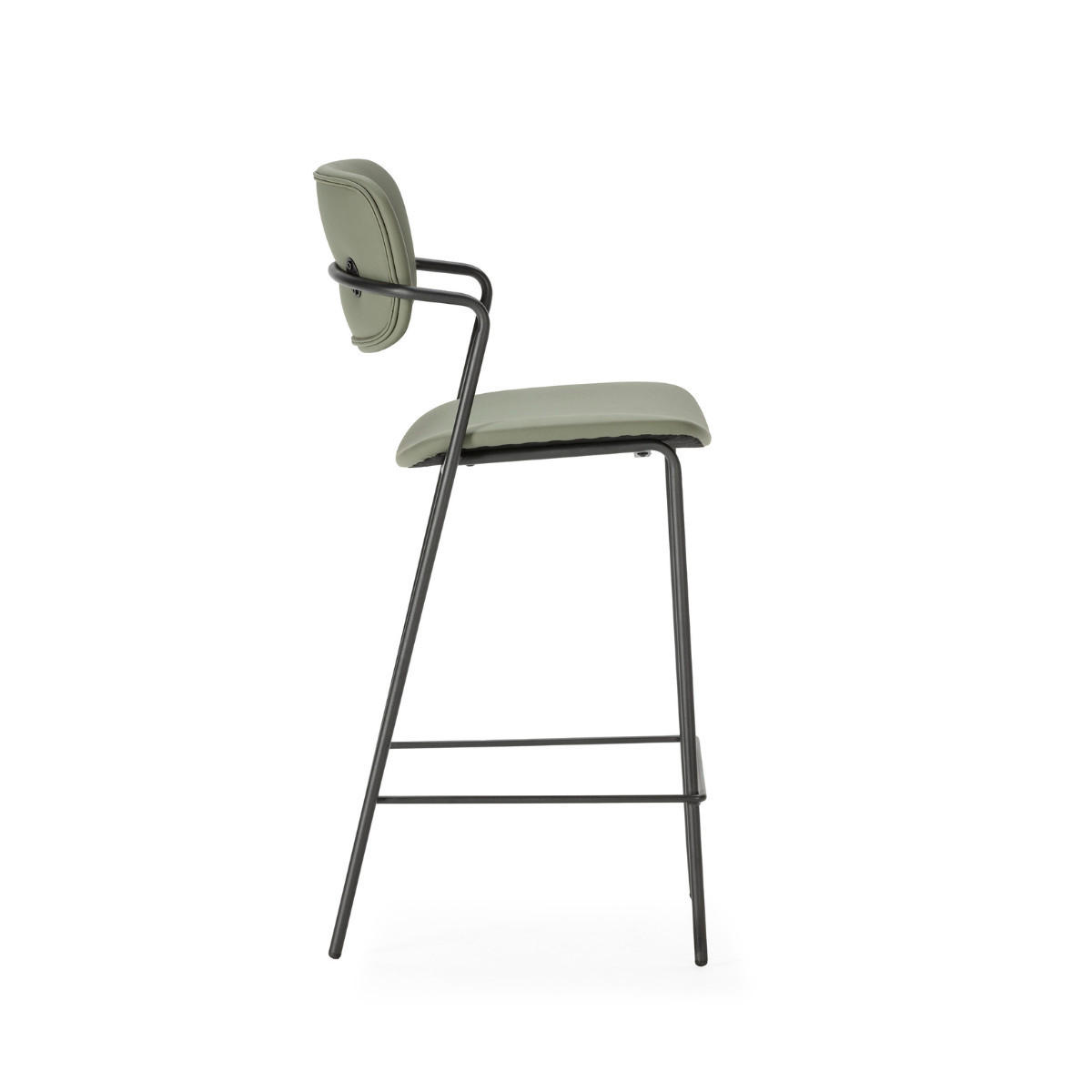 SADA 2 stoliček s černými kovovými nohami, výška 66 cm - MAIKA - zelená barva, textil (51/66/44cm) - Calicosy