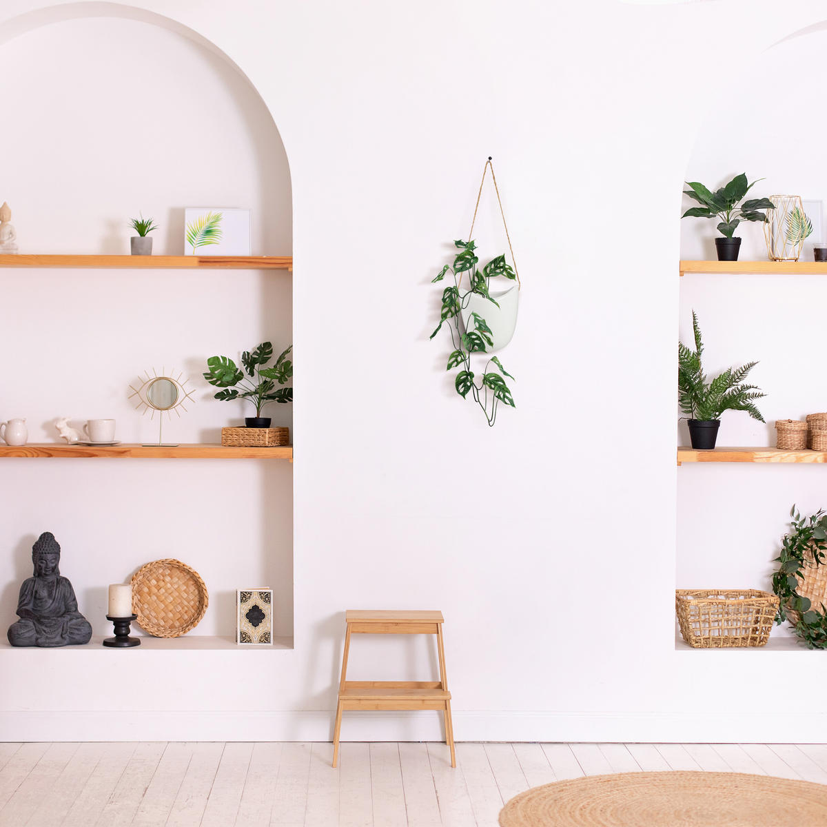 3XWANDVASE - Weiß, Keramik/Textil (11.5/36/9.5cm) - Relaxdays