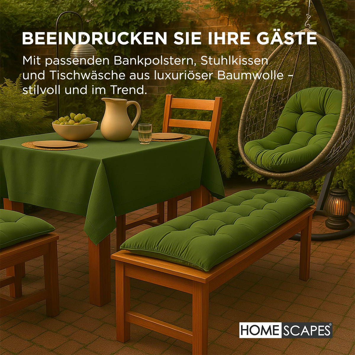 HÄNGESESSEL-KISSEN grün – halbrund, 80/120 cm - Grün, Textil (80/12/120cm) - Homescapes