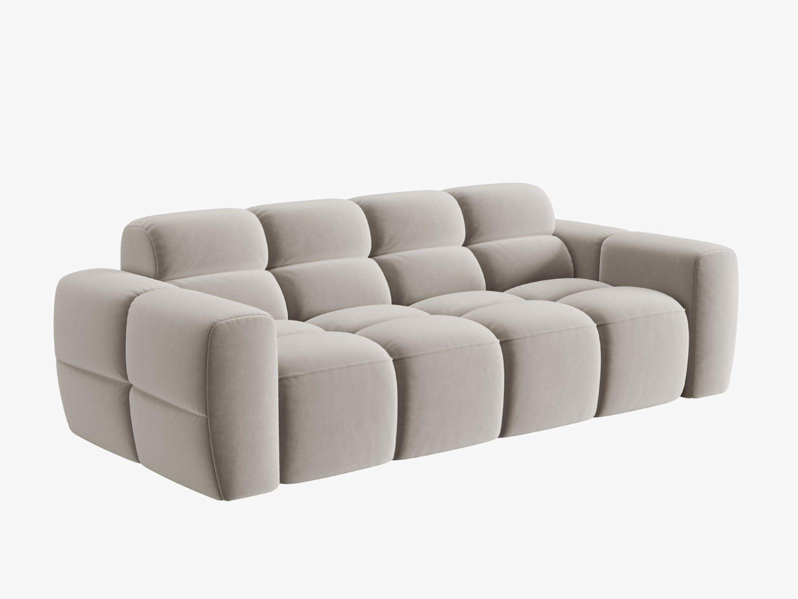 SOFA Lisa aus Samt leichtes beige 3 Sitzplätze - Creme, Textil (101/77/216cm) - Micadoni