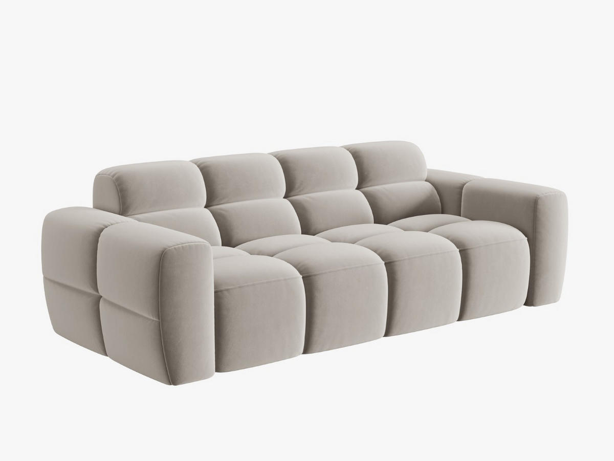 SOFA Lisa aus Samt leichtes beige 3 Sitzplätze - Creme, Textil (101/77/216cm) - Micadoni