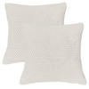 KISSENHÜLLE 2er Set Strick weiß 45/45 cm mit Reißverschluss - Weiß, Textil (45/45cm) - wometo