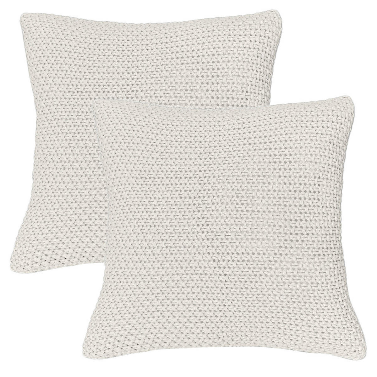 KISSENHÜLLE 2er Set Strick weiß 45/45 cm mit Reißverschluss - Weiß, Textil (45/45cm) - wometo