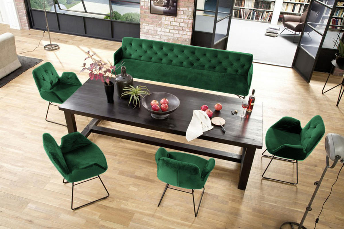 ESSZIMMERBANK CHARME Smaragdgrün Velvet - Smaragdgrün, Textil (206/85/68cm) - KAWOLA
