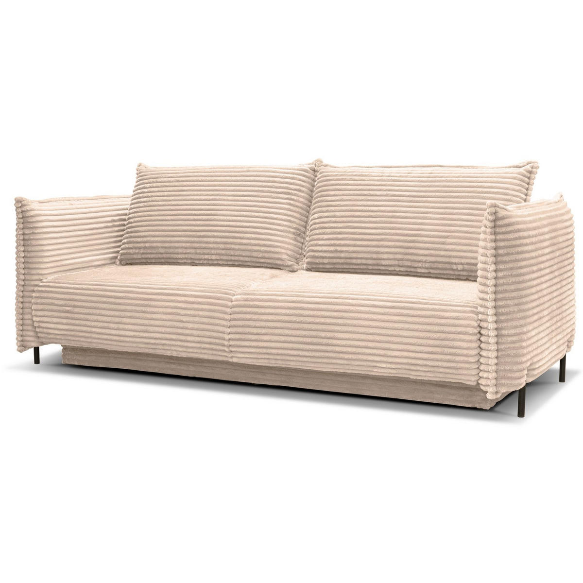 SOFA Amalfi Creme mit Schlaffunktion - Creme/Schwarz, Textil/Metall (226/90/105cm) - Selsey