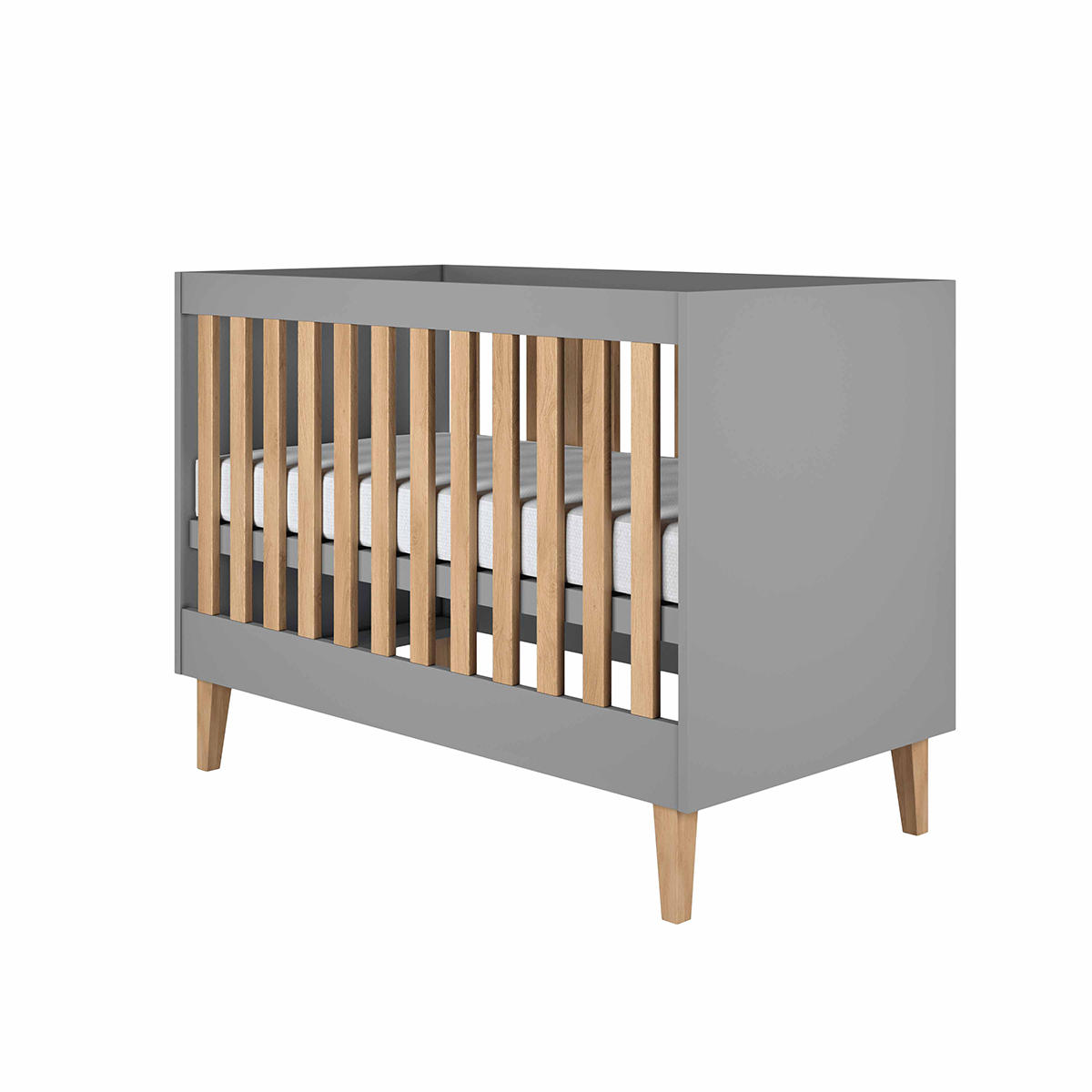 KINDERBETT Kubi ohne Schublade ohne Matratze Grau 120/60 - Grau, Holzwerkstoff (60/120cm) - Petits-meubles