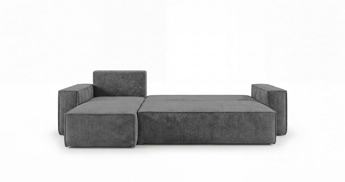 ROHOVÁ pohovka CALIFORNIA MINI levá tmavě šedá manšestr Poso 60 - funkce spaní, úložný prostor - antracitová, textil (245/140cm) - Cornero